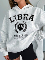 Casual Letter Printed Drawstring Hoodie Sweatshirt, Long Sleeve Tops Graduation