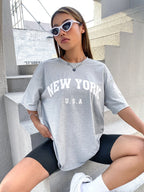 Minimalist English Printed Casual Street Style T-Shirt Graphic Tees Women Tops