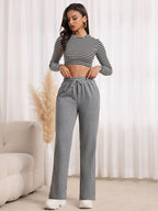 Drawstring Elastic Waist Sweatpants, Loose Fit Straight-Leg Joggers