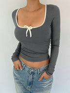 Ballet Style Bow Slim Fit Ladies T-Shirt