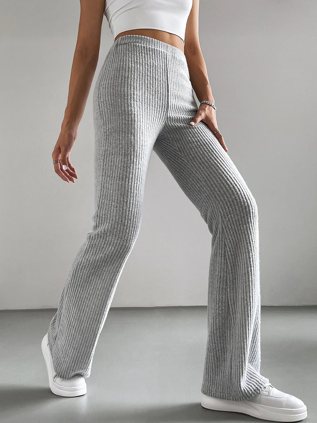 Solid Color High Waisted Pants