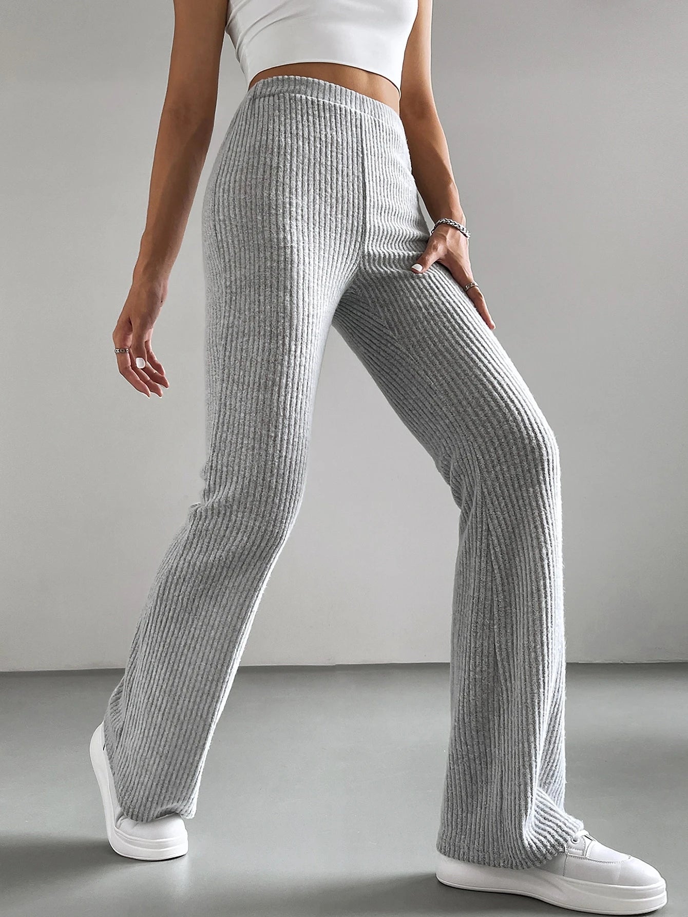Solid Color High Waisted Pants