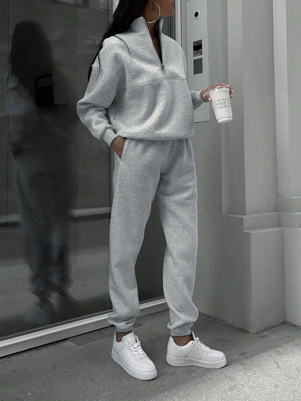 Solid Color Casual 2-Piece Set Fall Cloth
