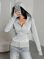 Casual Brown Hoodie Sweatshirt, Autumn/Winter Brown Long Sleeve Top