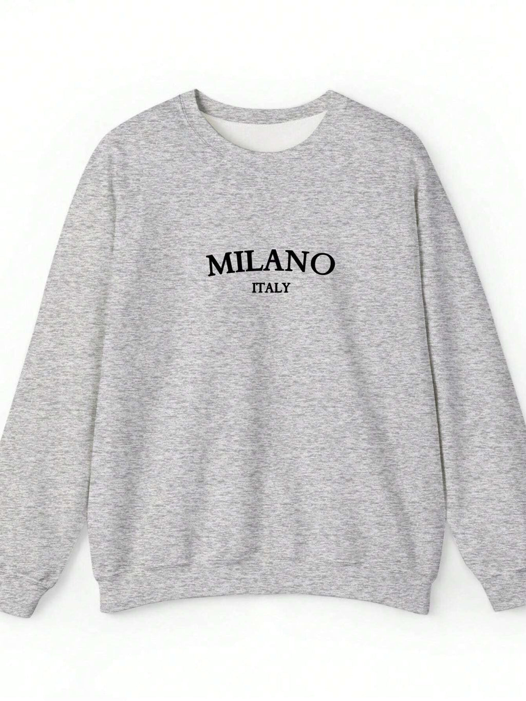 Casual Minimalist Milano Print Pattern White Round Neck Loose Fit Long Sleeve Sweatshirt
