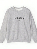Casual Minimalist Milano Print Pattern White Round Neck Loose Fit Long Sleeve Sweatshirt