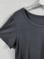 Short Sleeve Crew Neck Casual Solid Color T-Shirt, Slim Fit