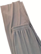 High-Waisted Wide-Leg Pants Straight Leg with Drawstring Waist
