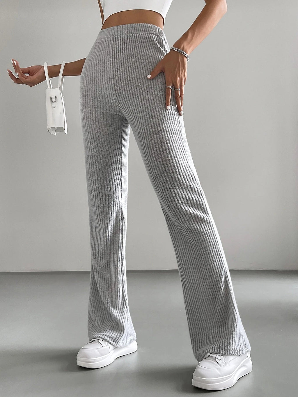 Solid Color High Waisted Pants