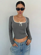 Ballet Style Bow Slim Fit Ladies T-Shirt