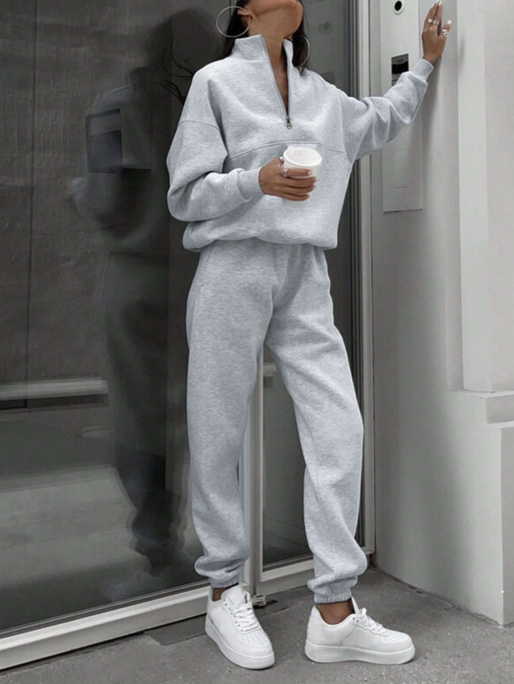 Solid Color Casual 2-Piece Set Fall Cloth