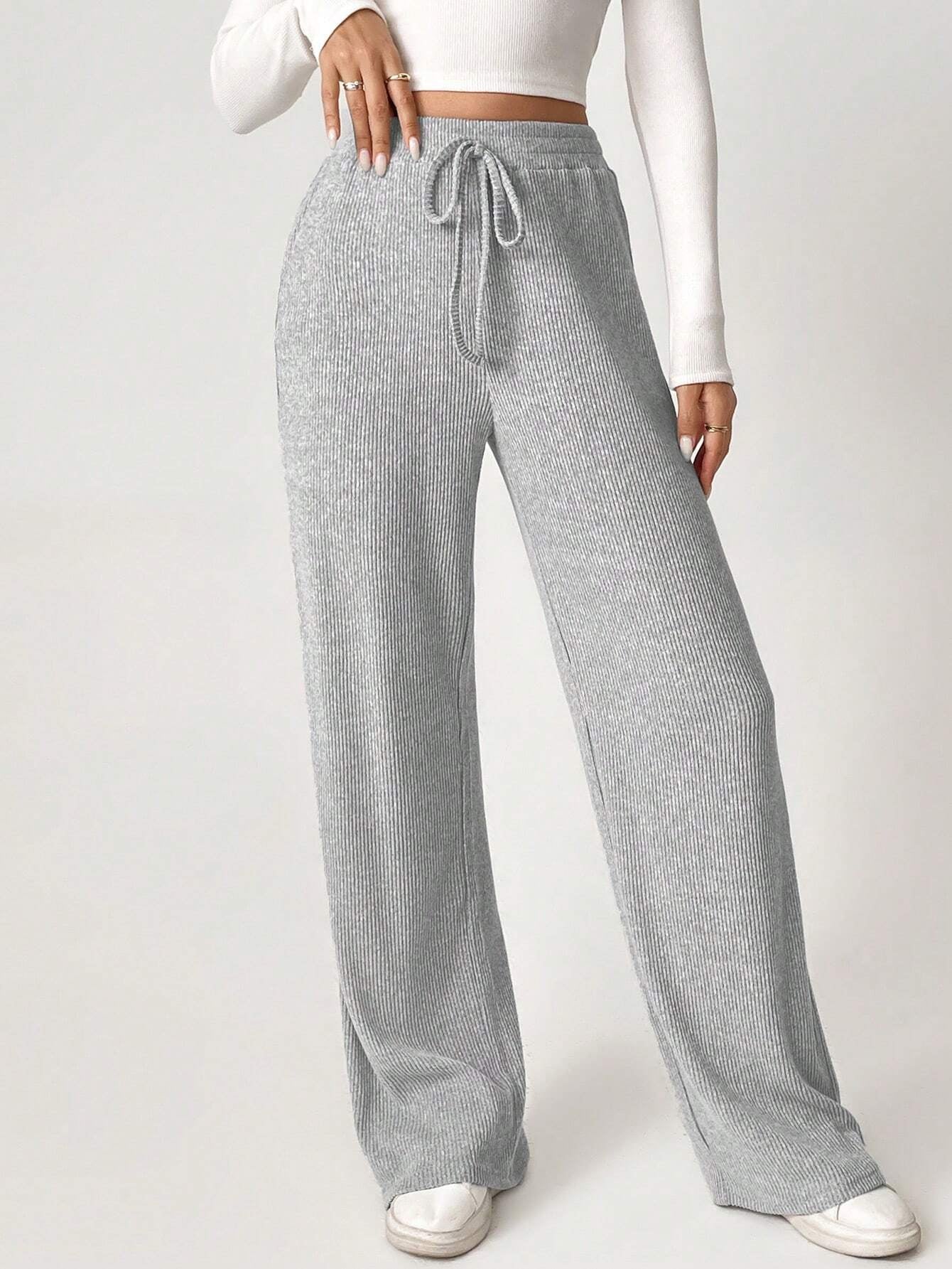 Solid Drawstring Slant Pocket Sweatpants