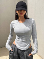 Campus Back To School Sports Jersey Short Sleeve Graphic Curved Hem T-Shirt Jersey