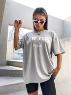 Minimalist English Printed Casual Street Style T-Shirt Graphic Tees Women Tops