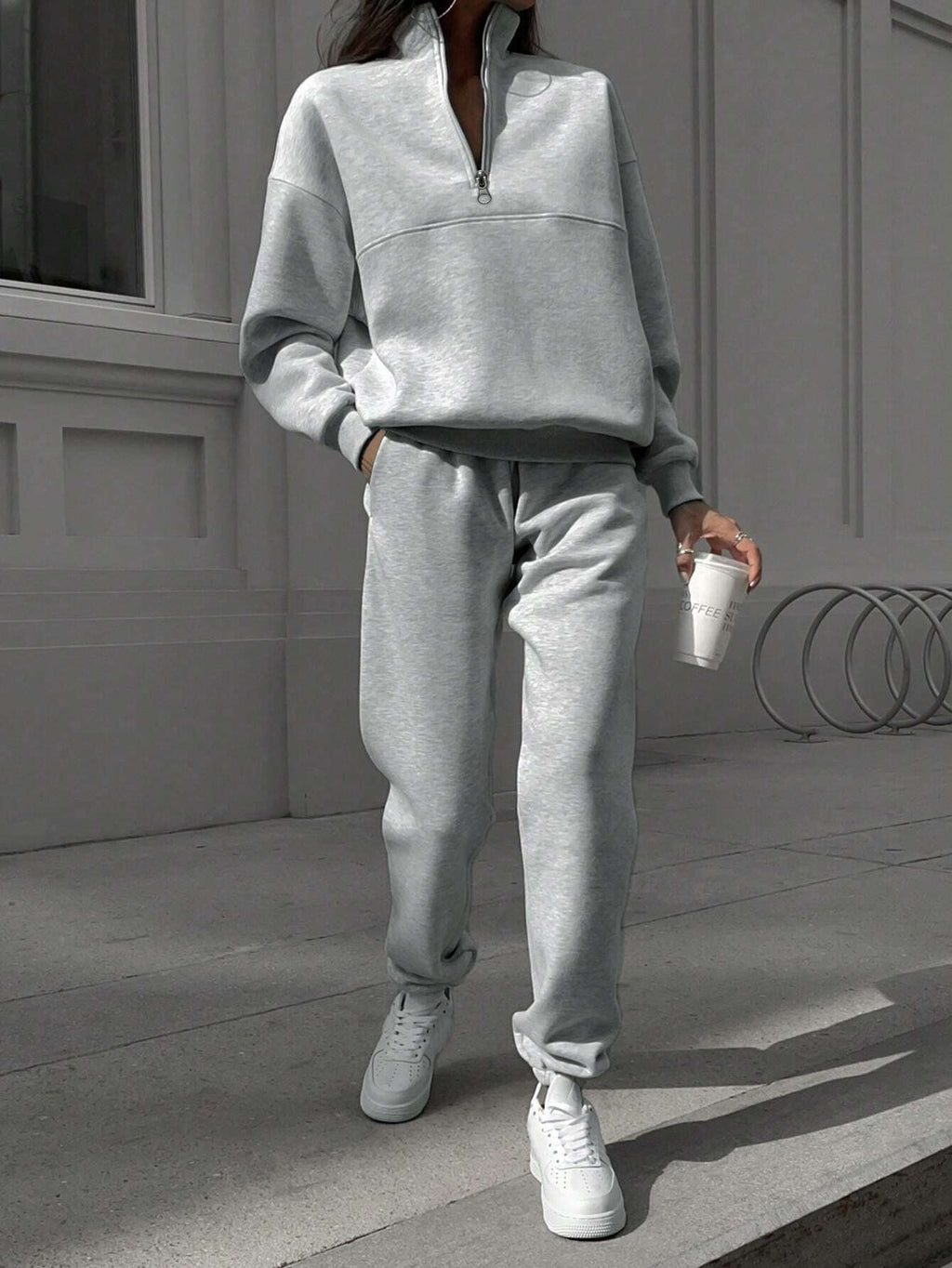 Solid Color Casual 2-Piece Set Fall Cloth