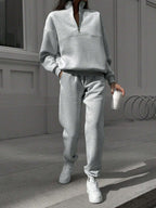 Solid Color Casual 2-Piece Set Fall Cloth