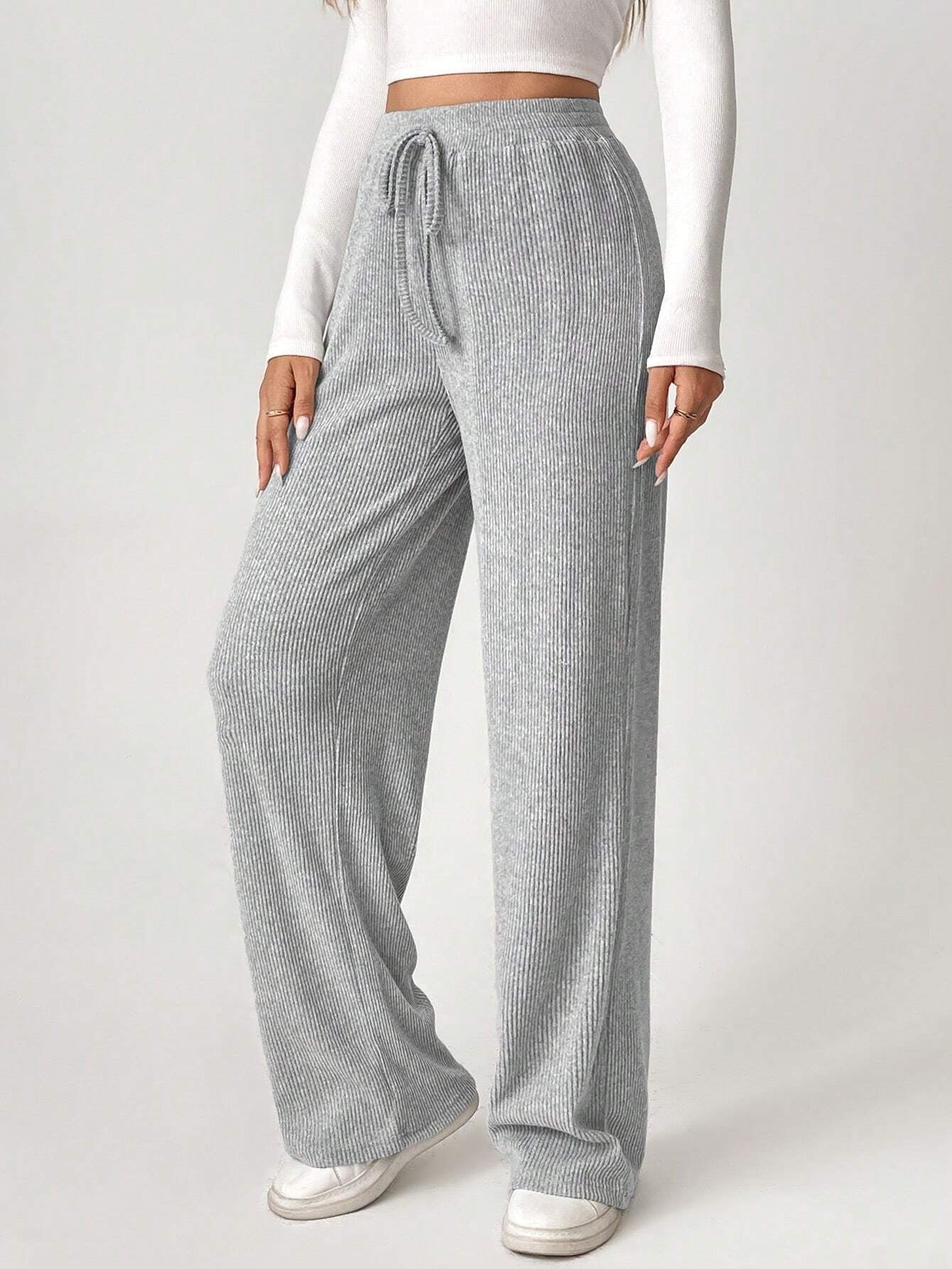 Solid Drawstring Slant Pocket Sweatpants