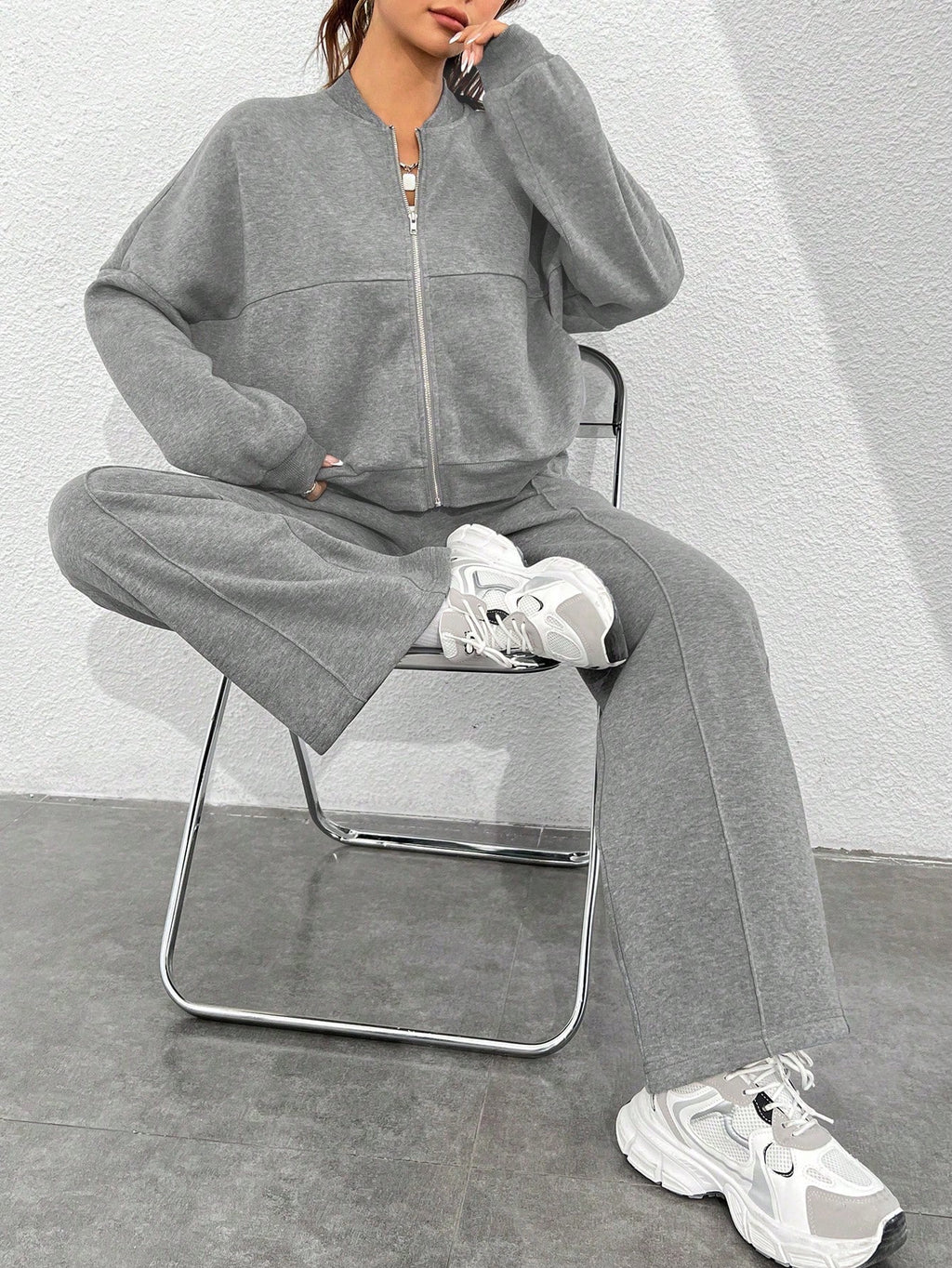 Casual Long Sleeve Top And Pants Two Pieces Outfit