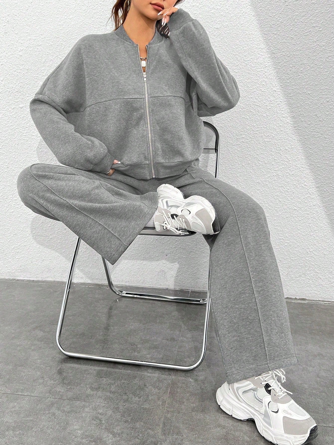 Casual Long Sleeve Top And Pants Two Pieces Outfit