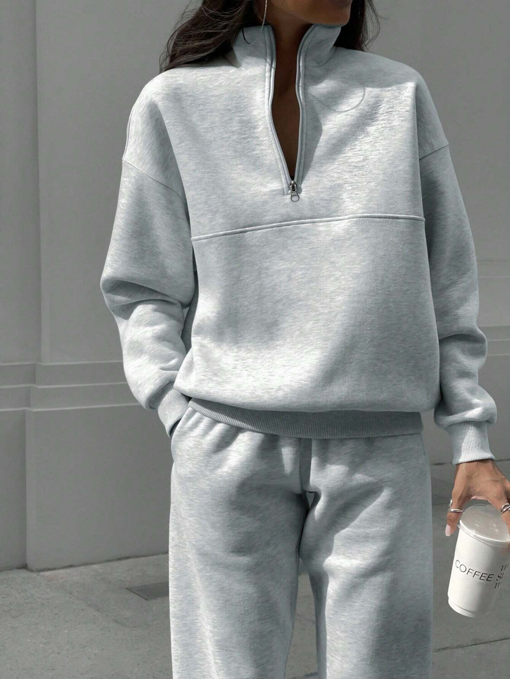 Solid Color Casual 2-Piece Set Fall Cloth
