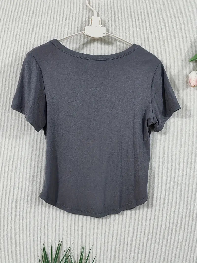 Short Sleeve Crew Neck Casual Solid Color T-Shirt, Slim Fit