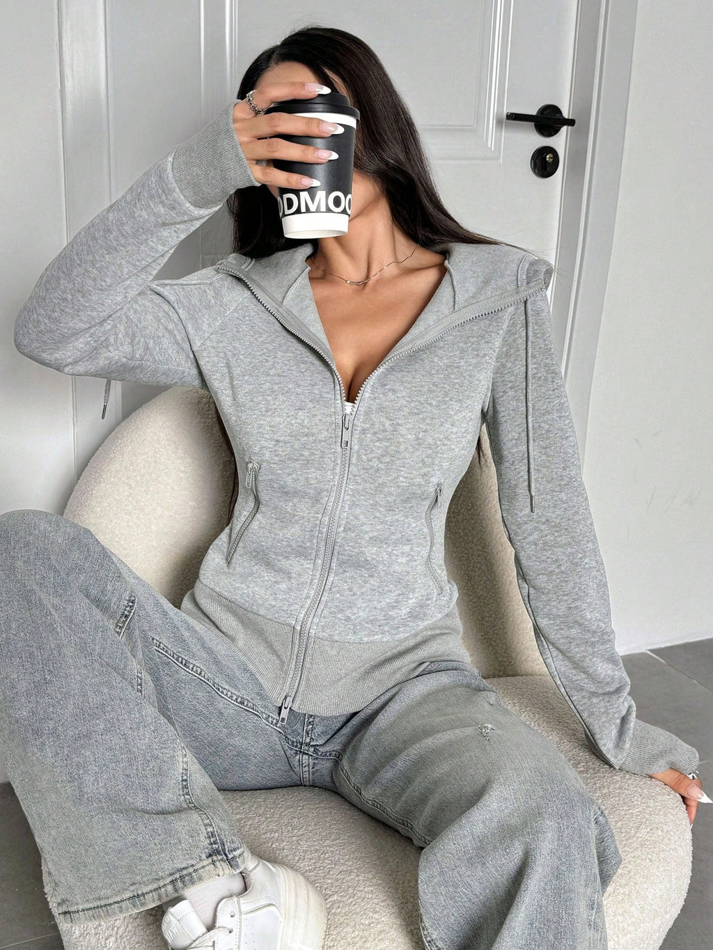 Casual Brown Hoodie Sweatshirt, Autumn/Winter Brown Long Sleeve Top