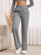 Drawstring Elastic Waist Sweatpants, Loose Fit Straight-Leg Joggers