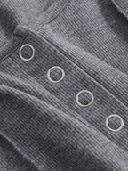 Solid Button Front Curved Hem