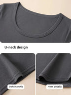 Short Sleeve Crew Neck Casual Solid Color T-Shirt, Slim Fit