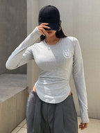 Campus Back To School Sports Jersey Short Sleeve Graphic Curved Hem T-Shirt Jersey