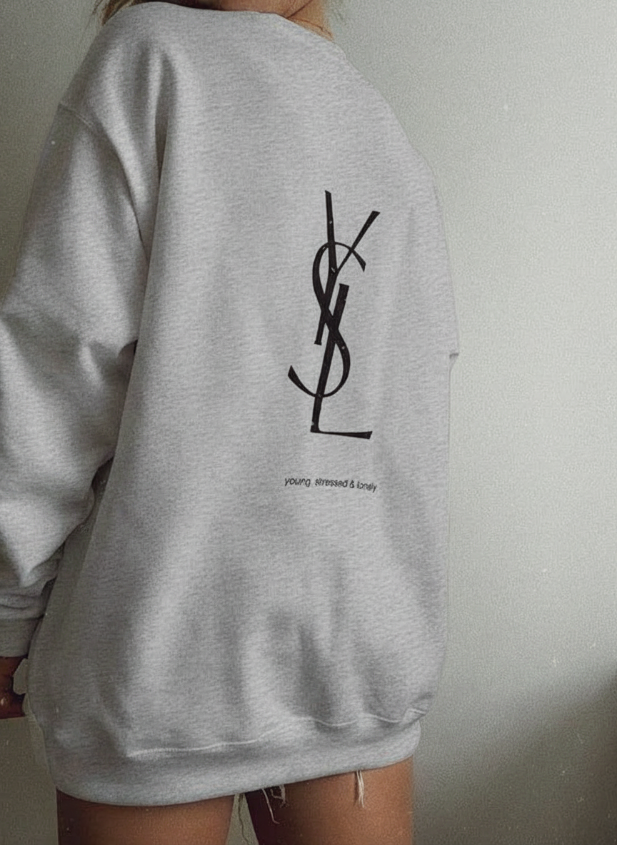 Letter Graphic Thermal Sweatshirt with Letter Print Yves Saint Laurent Long-Sleeve Top