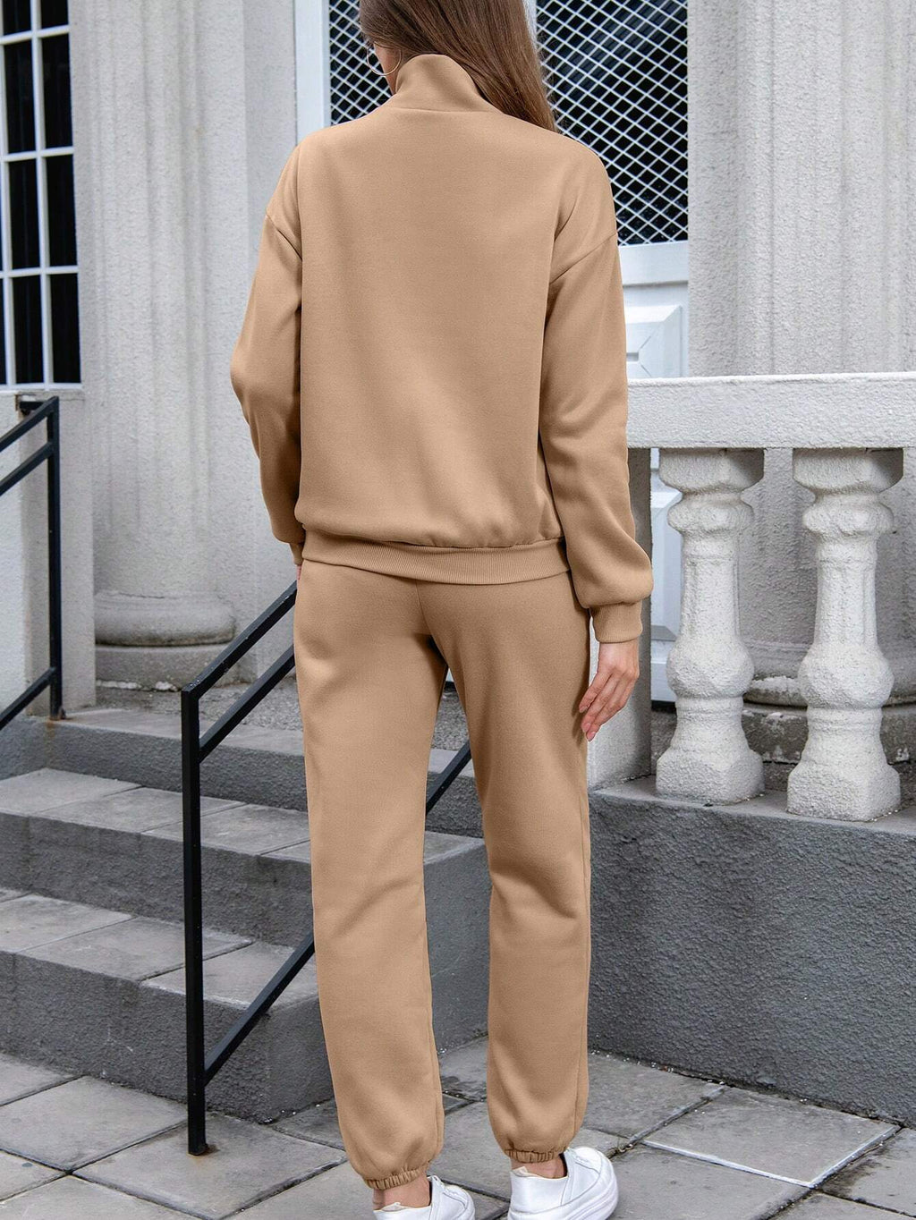 Solid Color Casual 2-Piece Set Fall Cloth