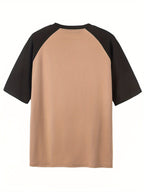 Color-Block Raglan Sleeve T-Shirt with Paris Letter Print