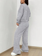 Street Style Camouflage Maple Leaf Print Zipper Sweatshirt & Pants Set