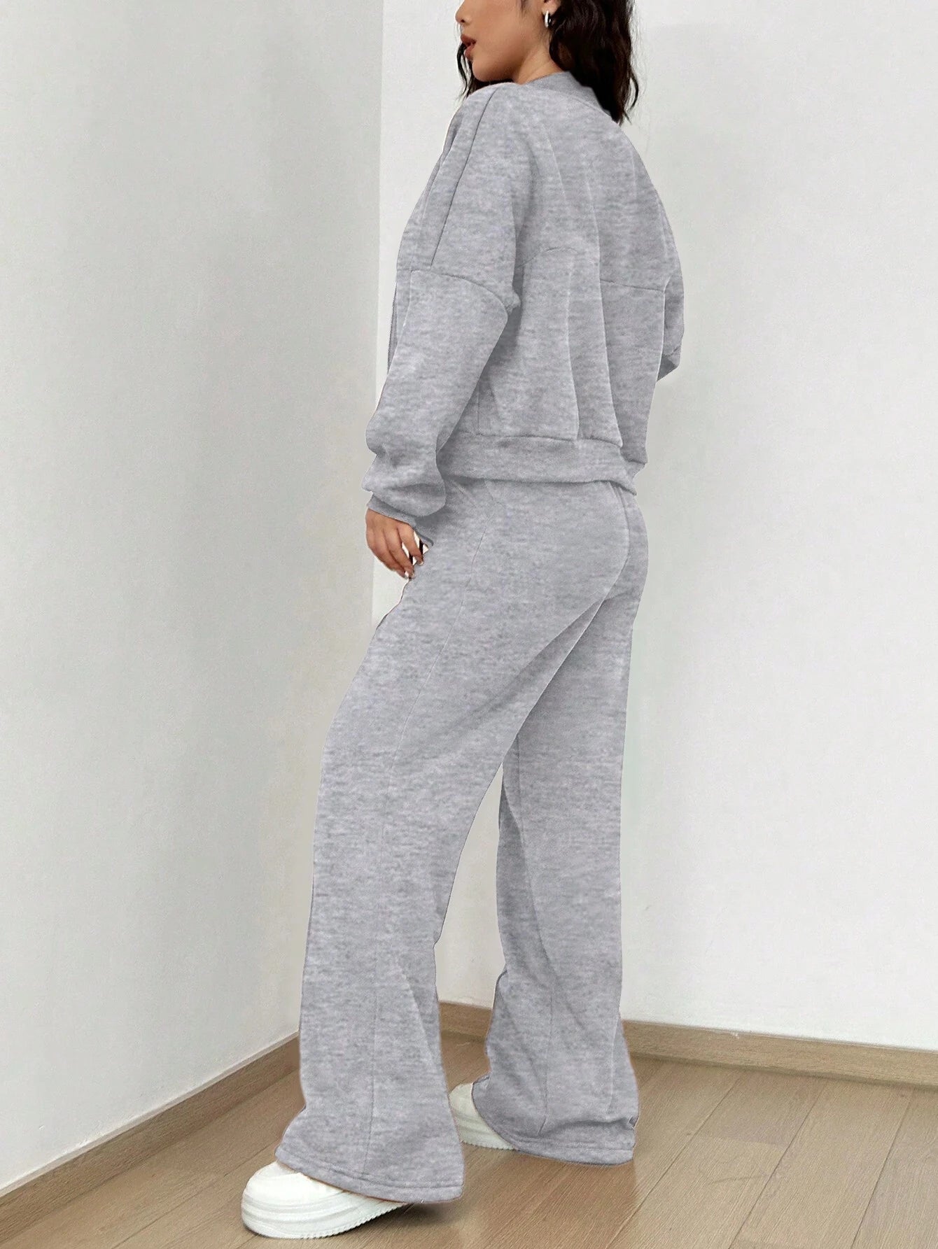 Street Style Camouflage Maple Leaf Print Zipper Sweatshirt & Pants Set