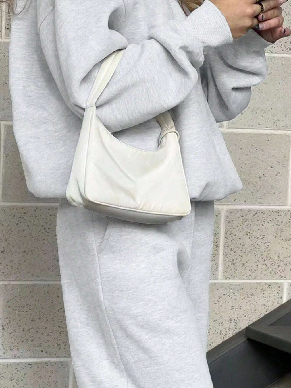 Solid Color Zipper Half Placket Dropped Shoulder Long Sleeve Sweatshirt And Loose Casual Pants 2 Pieces Set