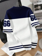 Casual Minimalist Numeric 66 Print Round Neck Loose Fit Short Sleeve T-Shirt