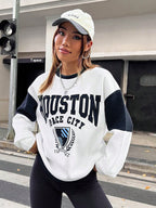 Letter Graphic Colorblock Drop Shoulder Sweatshirt