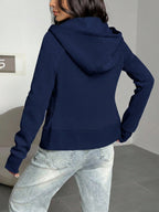 Casual Brown Hoodie Sweatshirt, Autumn/Winter Brown Long Sleeve Top