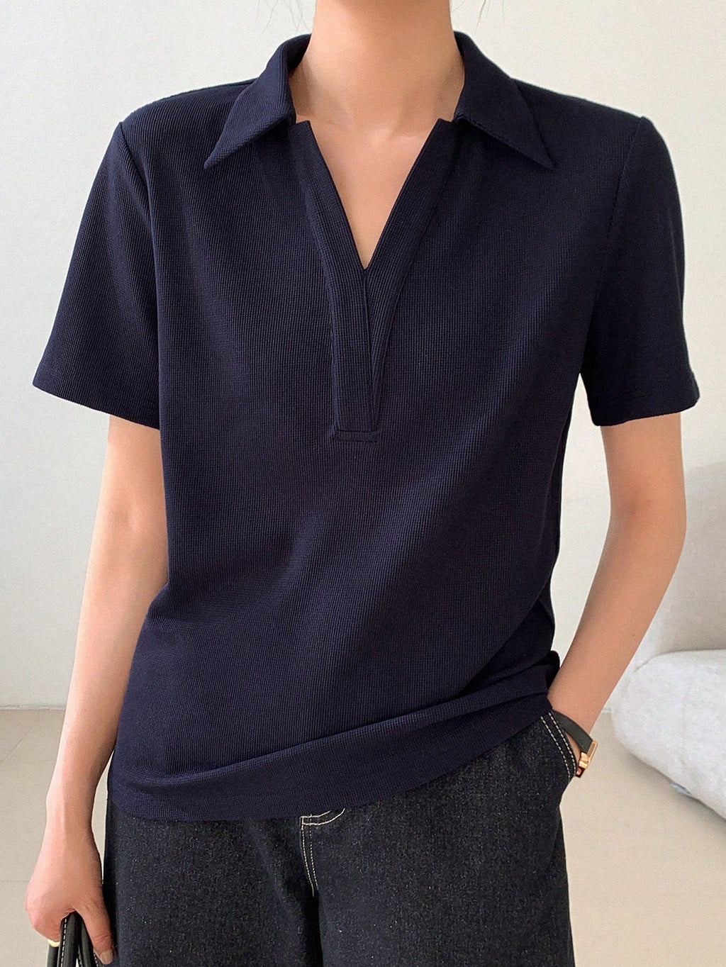 Casual Versatile Solid Color Polo Shirt Short Sleeve T-Shirt