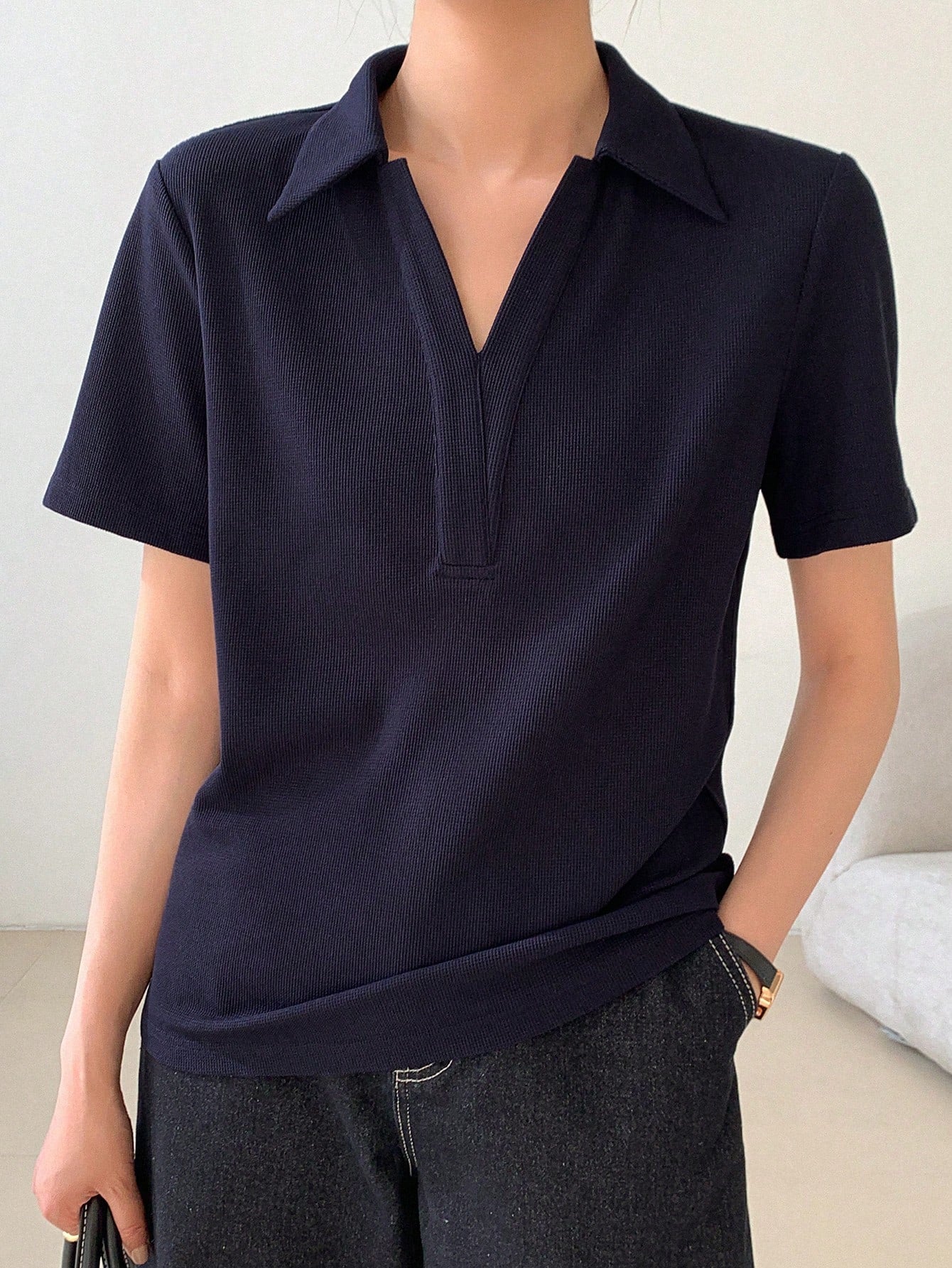Casual Versatile Solid Color Polo Shirt Short Sleeve T-Shirt