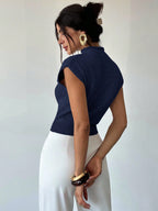 High Neck Loose Casual Versatile Sleeveless Knit Sweater