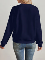 Casual Minimalist Milano Print Pattern White Round Neck Loose Fit Long Sleeve Sweatshirt