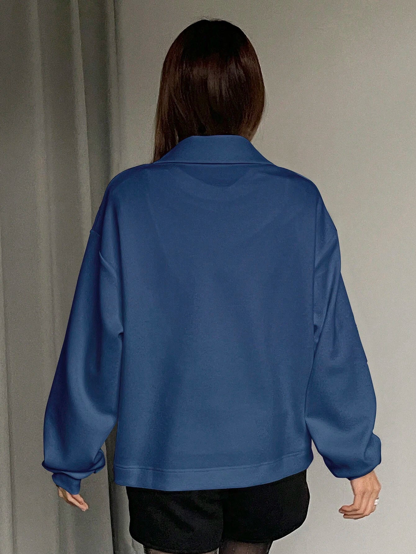 Solid Color Drop Shoulder Long Sleeve Loose Casual Sweatshirt