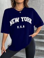 Minimalist English Printed Casual Street Style T-Shirt Graphic Tees Women Tops