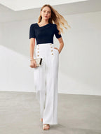 Solid Asymmetrical Neck Slim Fit Tee