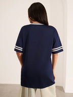 New V-Neck Graphic Print Casual Pullover T-Shirt