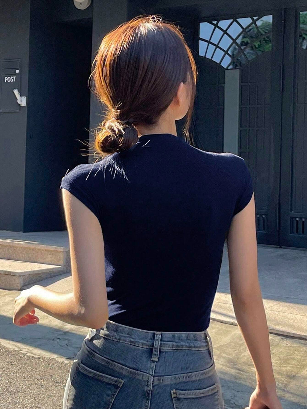 Solid Color Bat Sleeve T-Shirt