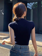 Solid Color Bat Sleeve T-Shirt