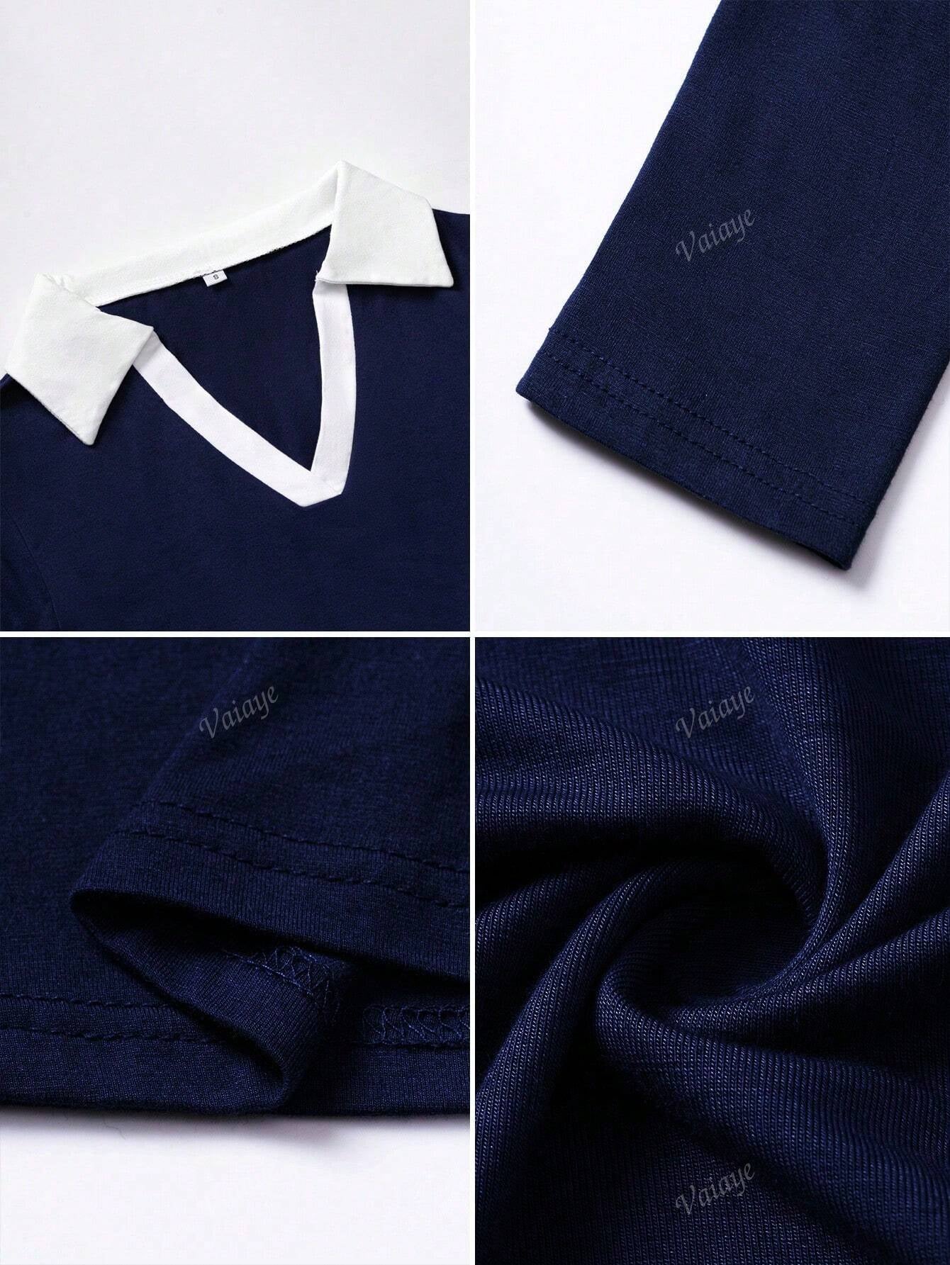 Elegant Polo-Collar Christmas Top For Commute And Daily Wear